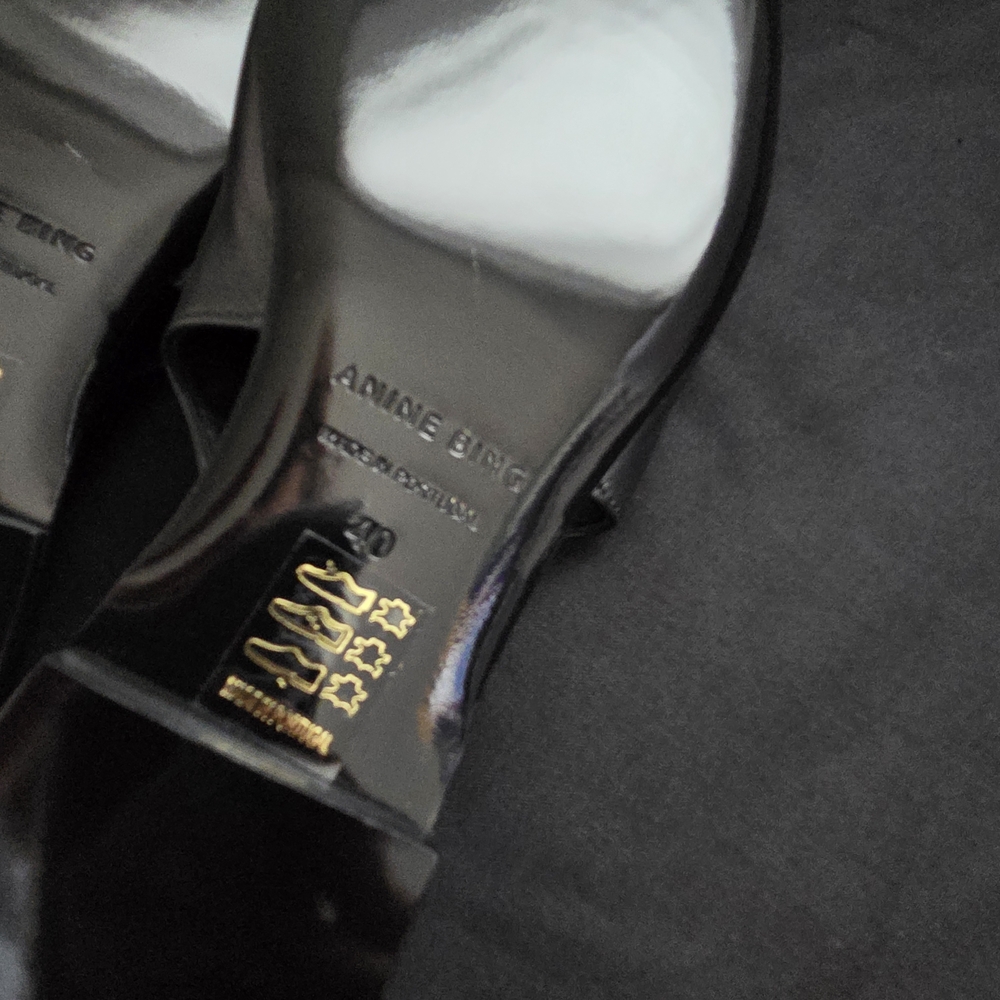 Anine Bing Hilda Slingback Black Leather Flats - Picture 10 of 12